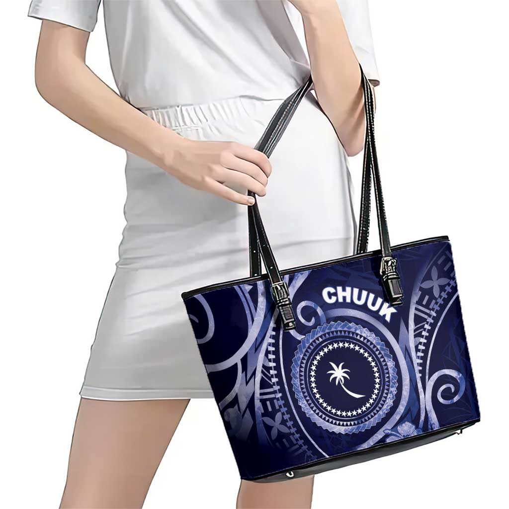 FSM Chuuk Leather Tote Bag Ocean Floral Pattern