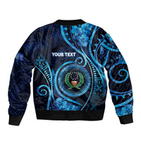 Personalised FSM Pohnpei Bomber Jacket Ocean Floral Pattern