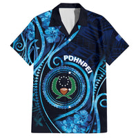 Personalised FSM Pohnpei Family Matching Off The Shoulder Long Sleeve Dress and Hawaiian Shirt Ocean Floral Pattern LT05 Dad's Shirt - Short Sleeve Blue - Polynesian Pride