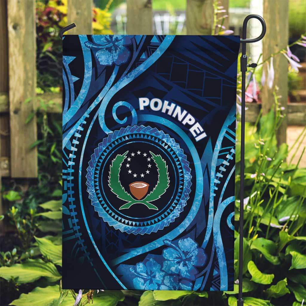 FSM Pohnpei Garden Flag Ocean Floral Pattern LT05 Garden Flag Blue - Polynesian Pride