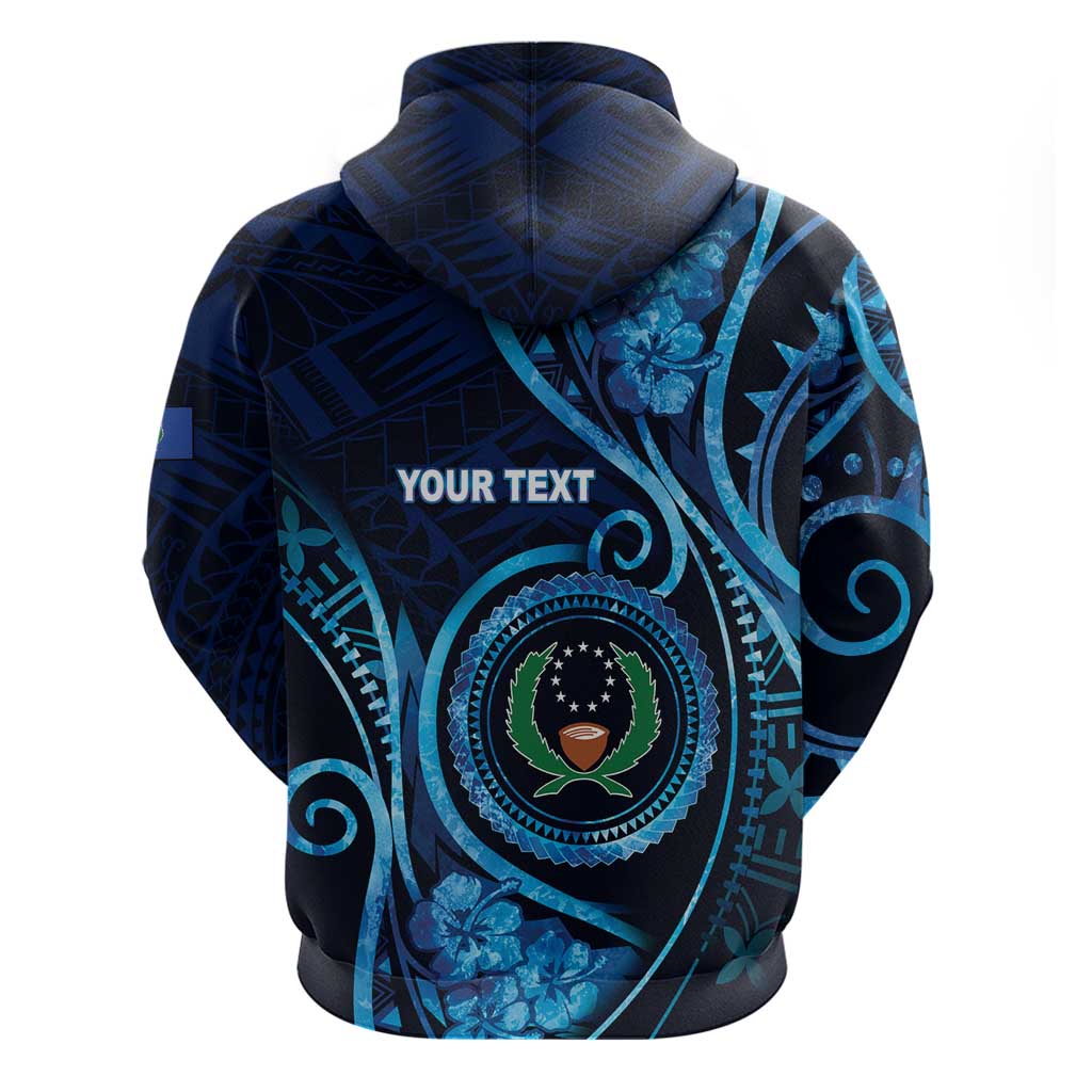Personalised FSM Pohnpei Hoodie Ocean Floral Pattern
