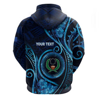 Personalised FSM Pohnpei Hoodie Ocean Floral Pattern