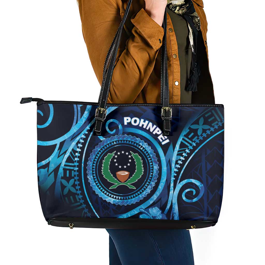 FSM Pohnpei Leather Tote Bag Ocean Floral Pattern LT05 - Polynesian Pride