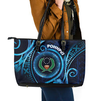 FSM Pohnpei Leather Tote Bag Ocean Floral Pattern LT05 - Polynesian Pride