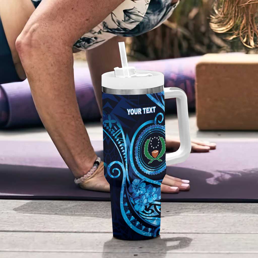 Personalised FSM Pohnpei Tumbler With Handle Ocean Floral Pattern