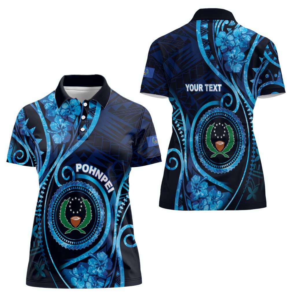Personalised FSM Pohnpei Women Polo Shirt Ocean Floral Pattern