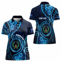 Personalised FSM Pohnpei Women Polo Shirt Ocean Floral Pattern