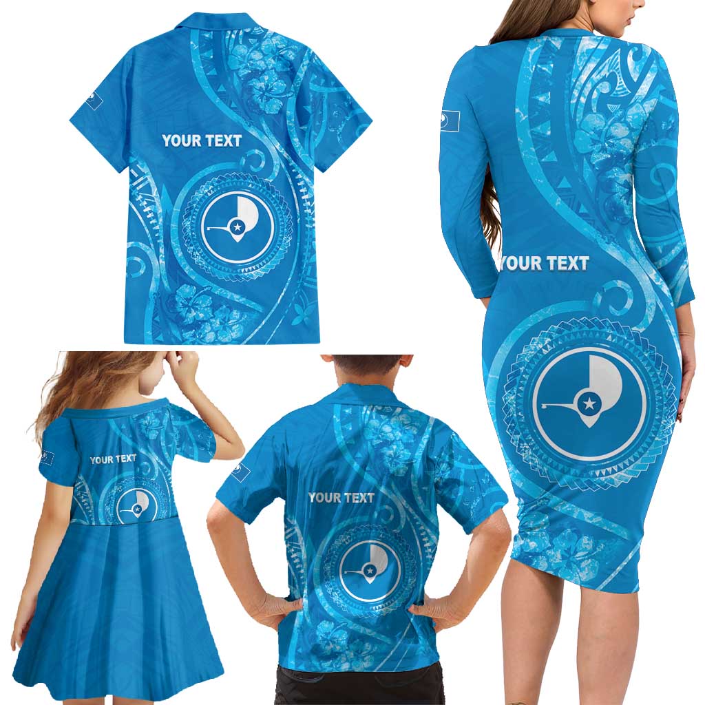 Personalised FSM Yap Family Matching Long Sleeve Bodycon Dress and Hawaiian Shirt Ocean Floral Pattern LT05 - Polynesian Pride