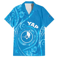 Personalised FSM Yap Family Matching Long Sleeve Bodycon Dress and Hawaiian Shirt Ocean Floral Pattern LT05 Dad's Shirt - Short Sleeve Blue - Polynesian Pride
