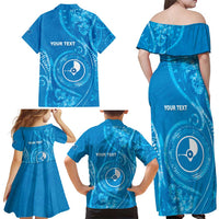 Personalised FSM Yap Family Matching Off Shoulder Maxi Dress and Hawaiian Shirt Ocean Floral Pattern