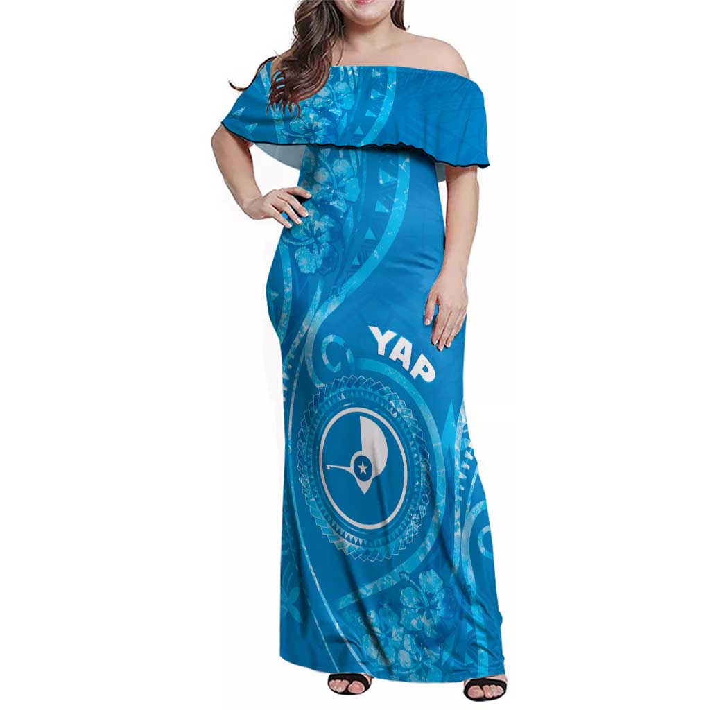 Personalised FSM Yap Family Matching Off Shoulder Maxi Dress and Hawaiian Shirt Ocean Floral Pattern