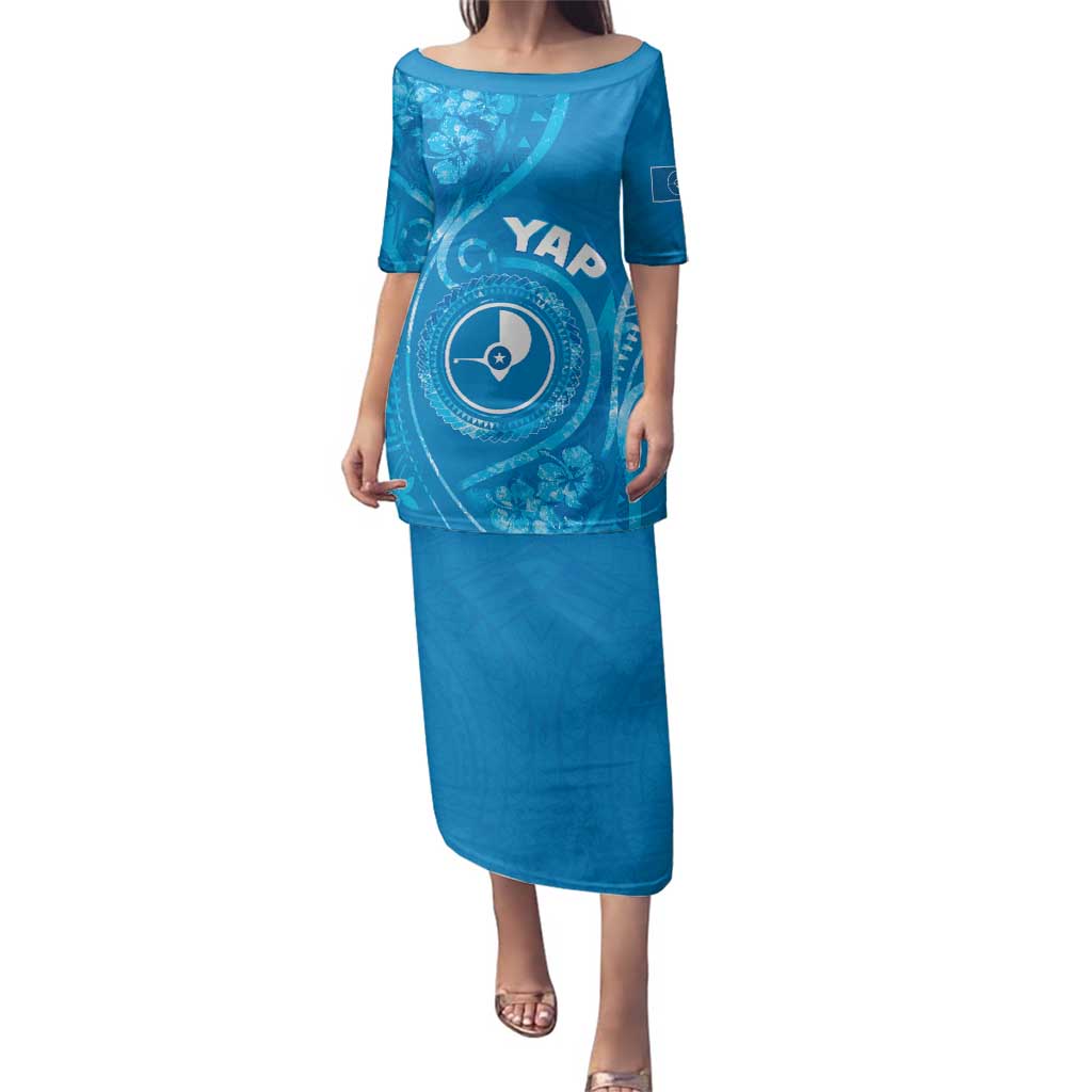 Personalised FSM Yap Family Matching Puletasi and Hawaiian Shirt Ocean Floral Pattern