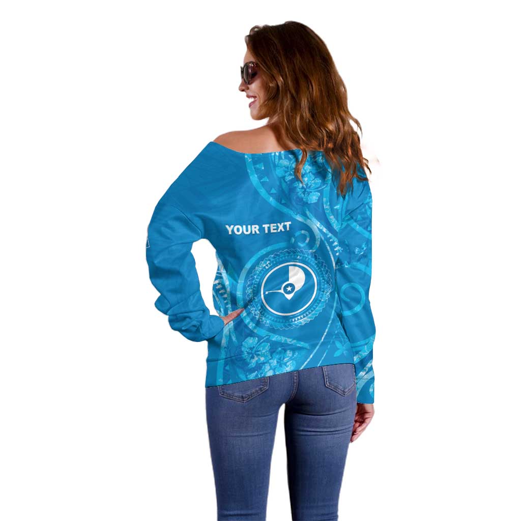 Personalised FSM Yap Off Shoulder Sweater Ocean Floral Pattern