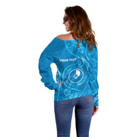 Personalised FSM Yap Off Shoulder Sweater Ocean Floral Pattern