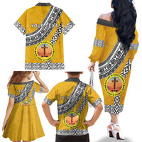 Personalised Anastasis College Family Matching Off The Shoulder Long Sleeve Dress and Hawaiian Shirt Tonga Unique Style LT05 - Polynesian Pride