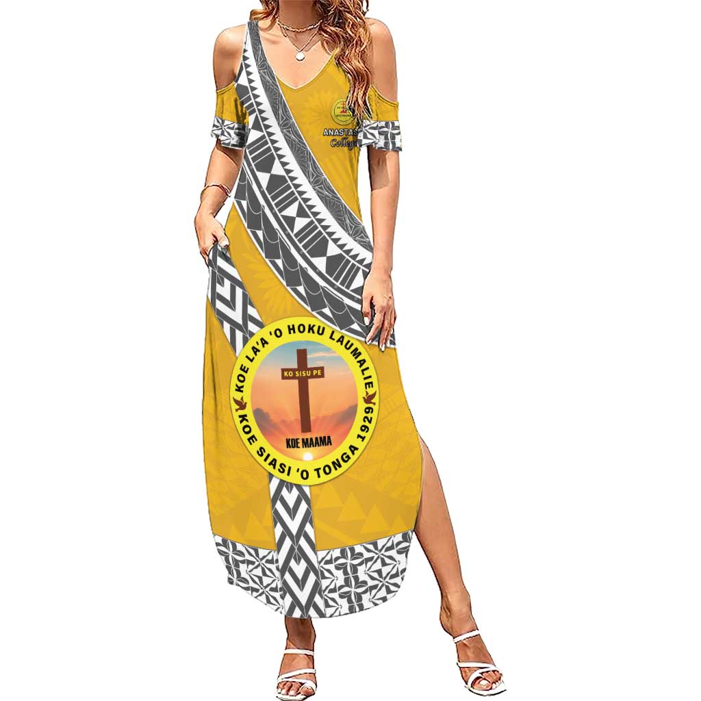 Personalised Anastasis College Family Matching Summer Maxi Dress and Hawaiian Shirt Tonga Unique Style - Polynesian Pride