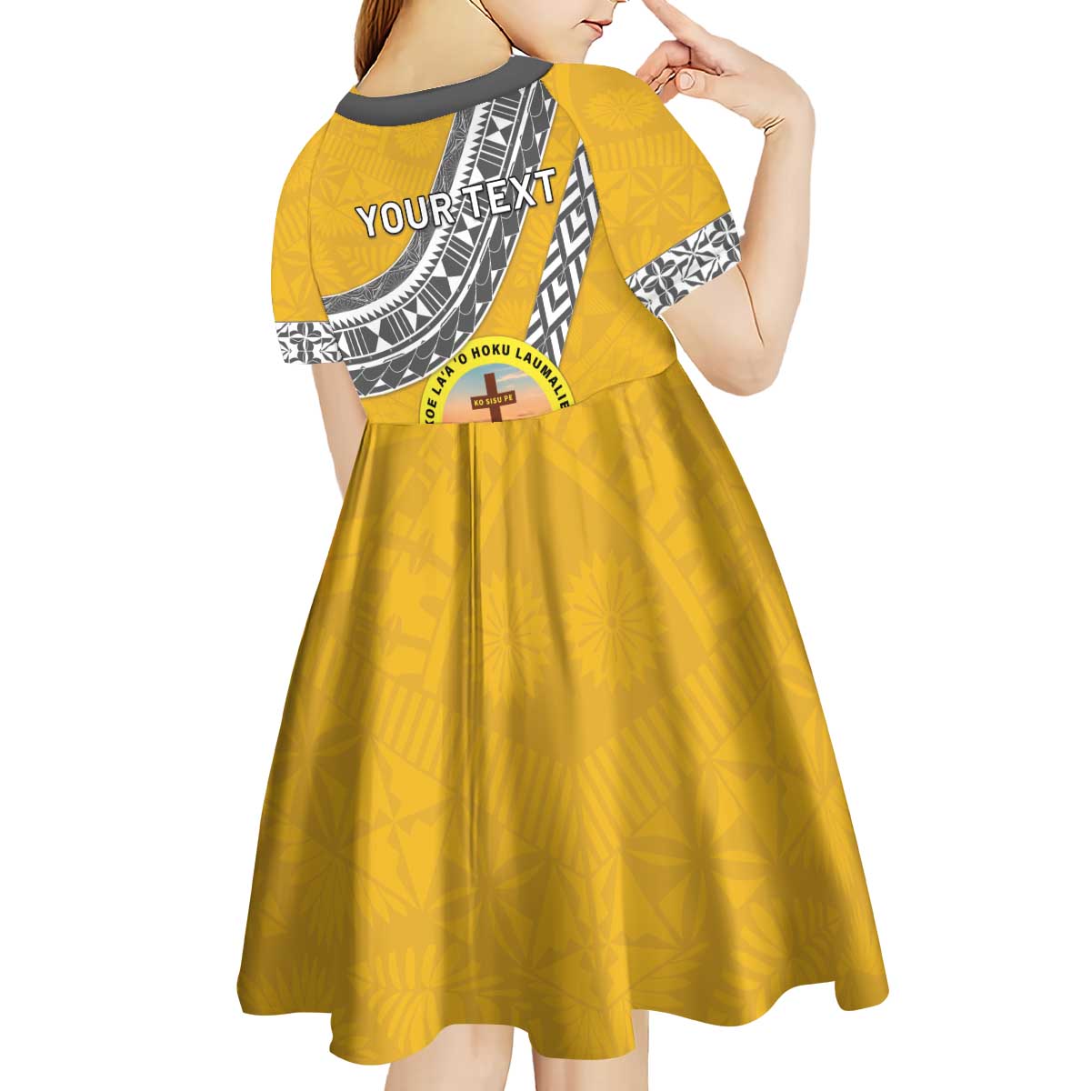 Personalised Anastasis College Kid Short Sleeve Dress Tonga Unique Style - Polynesian Pride