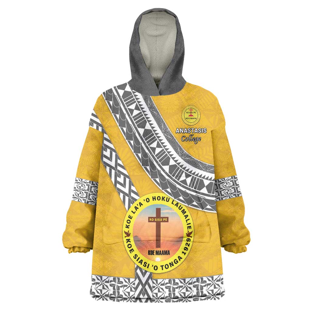 Personalised Anastasis College Wearable Blanket Hoodie Tonga Unique Style LT05 One Size Yellow - Polynesian Pride