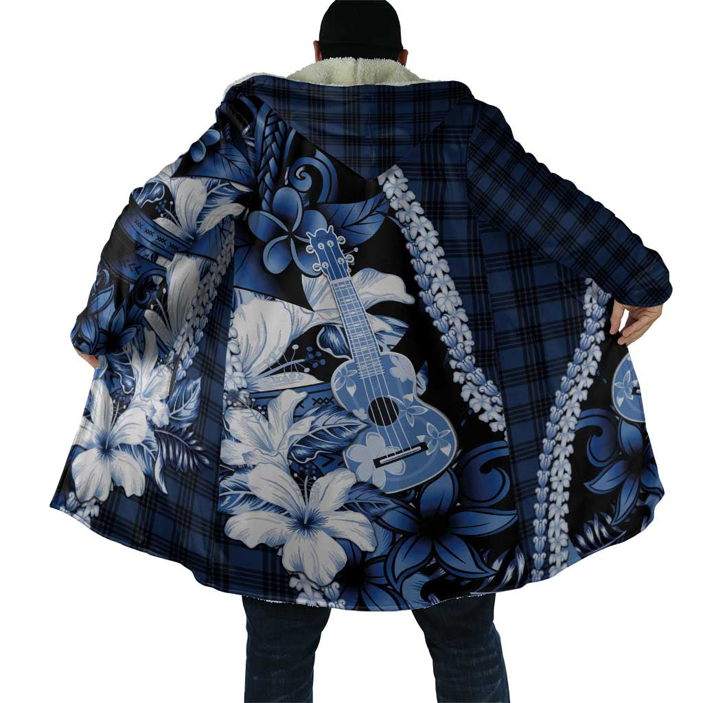 Hawaii Ukulele Cloak Tropical Flowers With Palaka Effect Blue Version - Polynesian Pride
