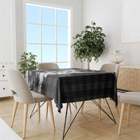 Hawaii Ukulele Tablecloth Tropical Flowers With Palaka Effect Black Version - Polynesian Pride