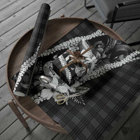 Hawaii Ukulele Wrapping Paper Tropical Flowers With Palaka Effect Black Version