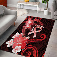 Heart Health Awareness Area Rug Warrior Wears Red Polynesian Style