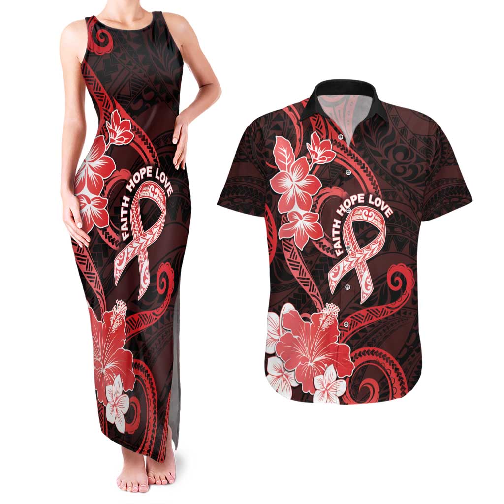 Heart Health Awareness Couples Matching Tank Maxi Dress and Hawaiian Shirt Warrior Wears Red Polynesian Style LT05 Red - Polynesian Pride