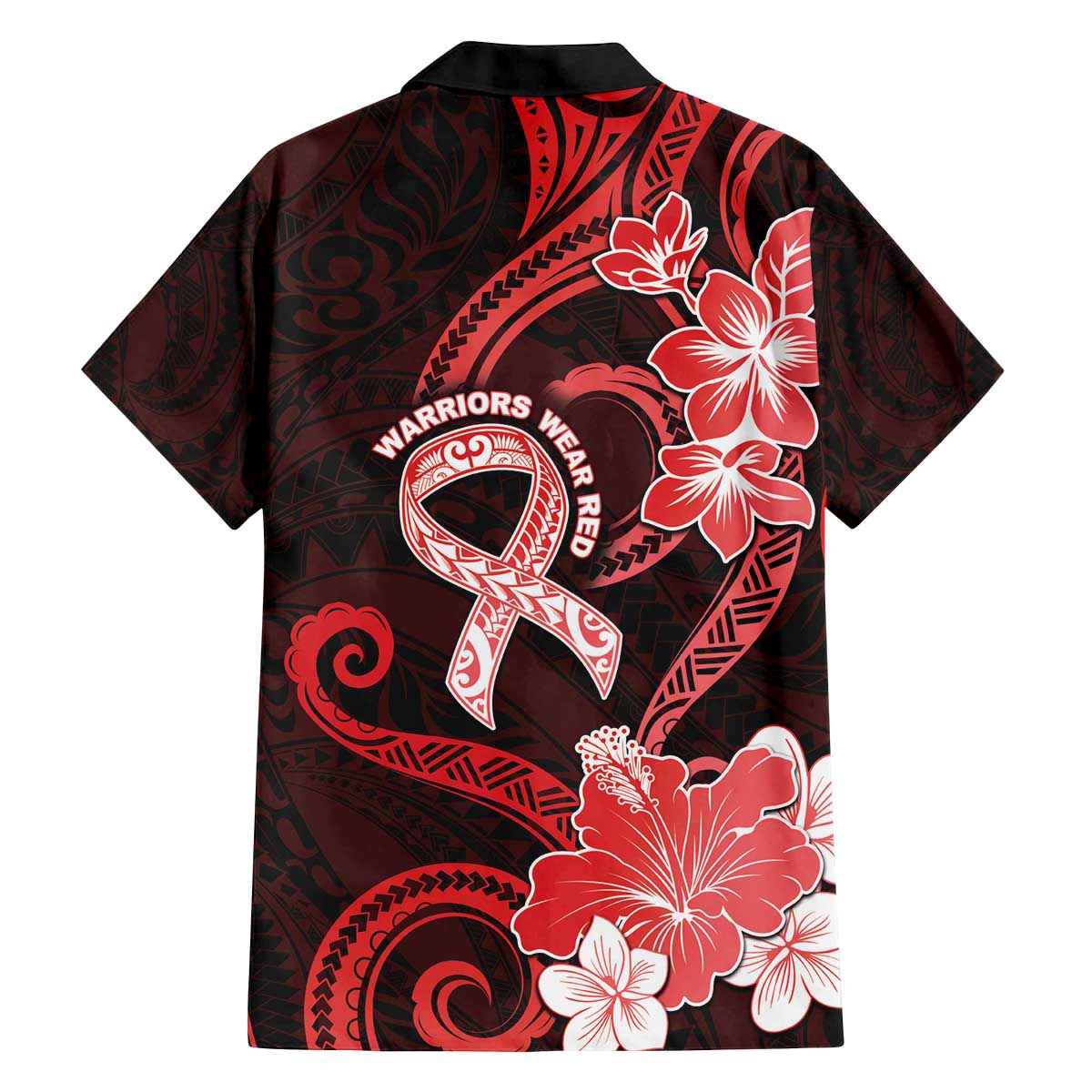 Heart Health Awareness Family Matching Off The Shoulder Long Sleeve Dress and Hawaiian Shirt Warrior Wears Red Polynesian Style LT05 - Polynesian Pride