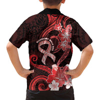 Heart Health Awareness Family Matching Off Shoulder Short Dress and Hawaiian Shirt Warrior Wears Red Polynesian Style LT05 - Polynesian Pride
