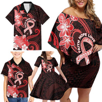 Heart Health Awareness Family Matching Off Shoulder Short Dress and Hawaiian Shirt Warrior Wears Red Polynesian Style LT05 - Polynesian Pride