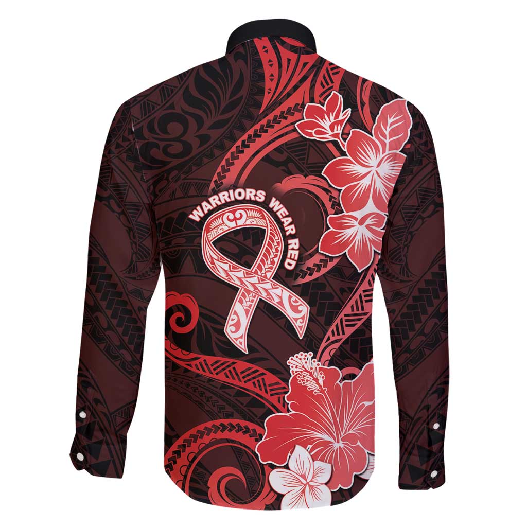 Heart Health Awareness Family Matching Off Shoulder Short Dress and Hawaiian Shirt Warrior Wears Red Polynesian Style LT05 - Polynesian Pride