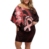 Heart Health Awareness Family Matching Off Shoulder Short Dress and Hawaiian Shirt Warrior Wears Red Polynesian Style LT05 Mom's Dress Red - Polynesian Pride