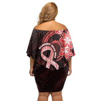 Heart Health Awareness Family Matching Off Shoulder Short Dress and Hawaiian Shirt Warrior Wears Red Polynesian Style LT05 - Polynesian Pride