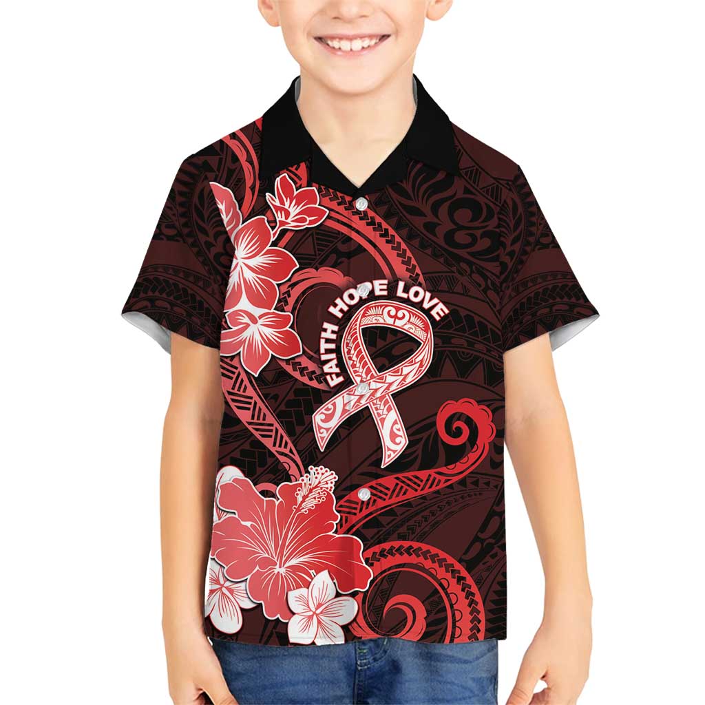 Heart Health Awareness Family Matching Off Shoulder Short Dress and Hawaiian Shirt Warrior Wears Red Polynesian Style LT05 Son's Shirt Red - Polynesian Pride