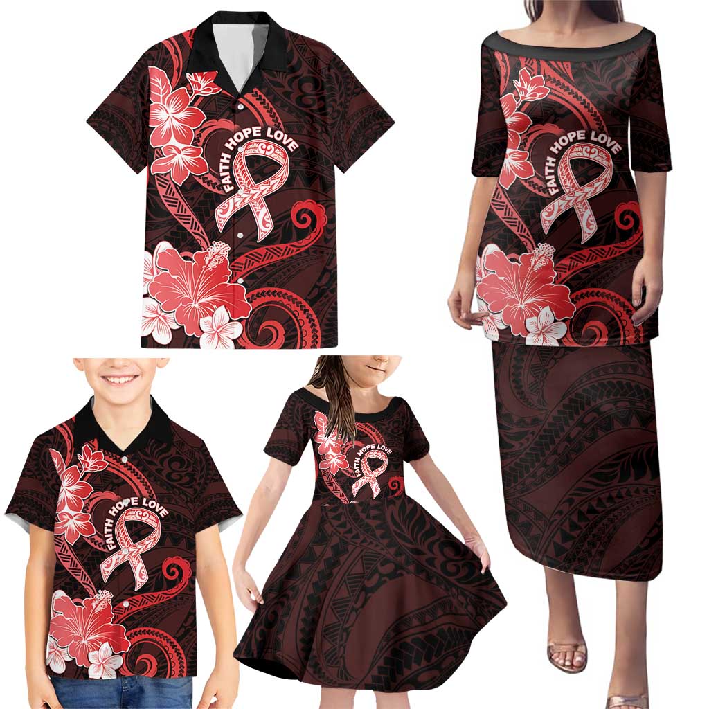 Heart Health Awareness Family Matching Puletasi and Hawaiian Shirt Warrior Wears Red Polynesian Style LT05 - Polynesian Pride