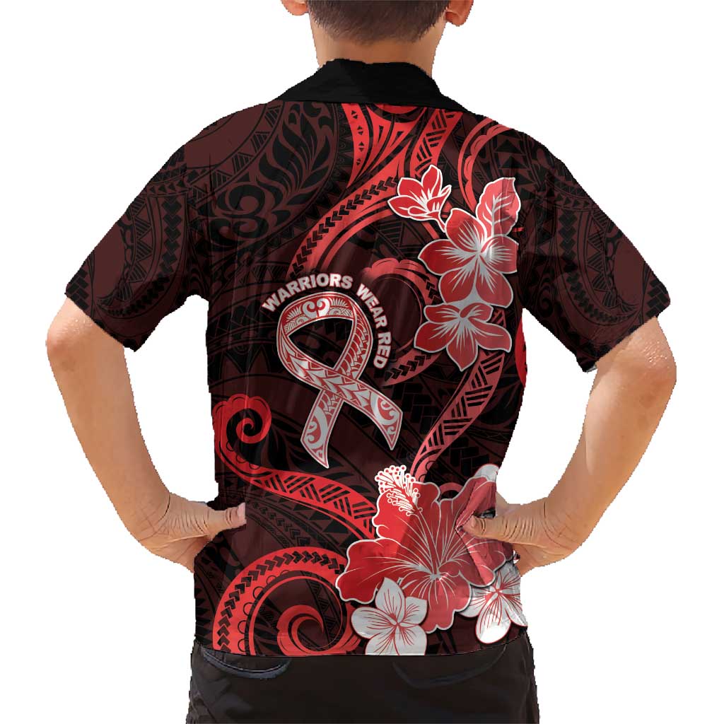 Heart Health Awareness Family Matching Short Sleeve Bodycon Dress and Hawaiian Shirt Warrior Wears Red Polynesian Style LT05 - Polynesian Pride