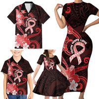 Heart Health Awareness Family Matching Short Sleeve Bodycon Dress and Hawaiian Shirt Warrior Wears Red Polynesian Style LT05 - Polynesian Pride
