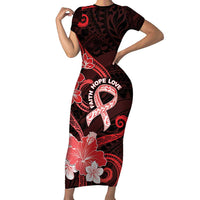 Heart Health Awareness Family Matching Short Sleeve Bodycon Dress and Hawaiian Shirt Warrior Wears Red Polynesian Style LT05 Mom's Dress Red - Polynesian Pride