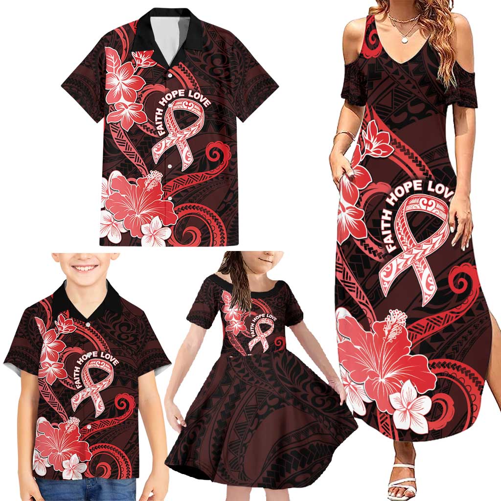 Heart Health Awareness Family Matching Summer Maxi Dress and Hawaiian Shirt Warrior Wears Red Polynesian Style LT05 - Polynesian Pride