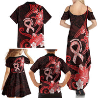 Heart Health Awareness Family Matching Summer Maxi Dress and Hawaiian Shirt Warrior Wears Red Polynesian Style LT05 - Polynesian Pride