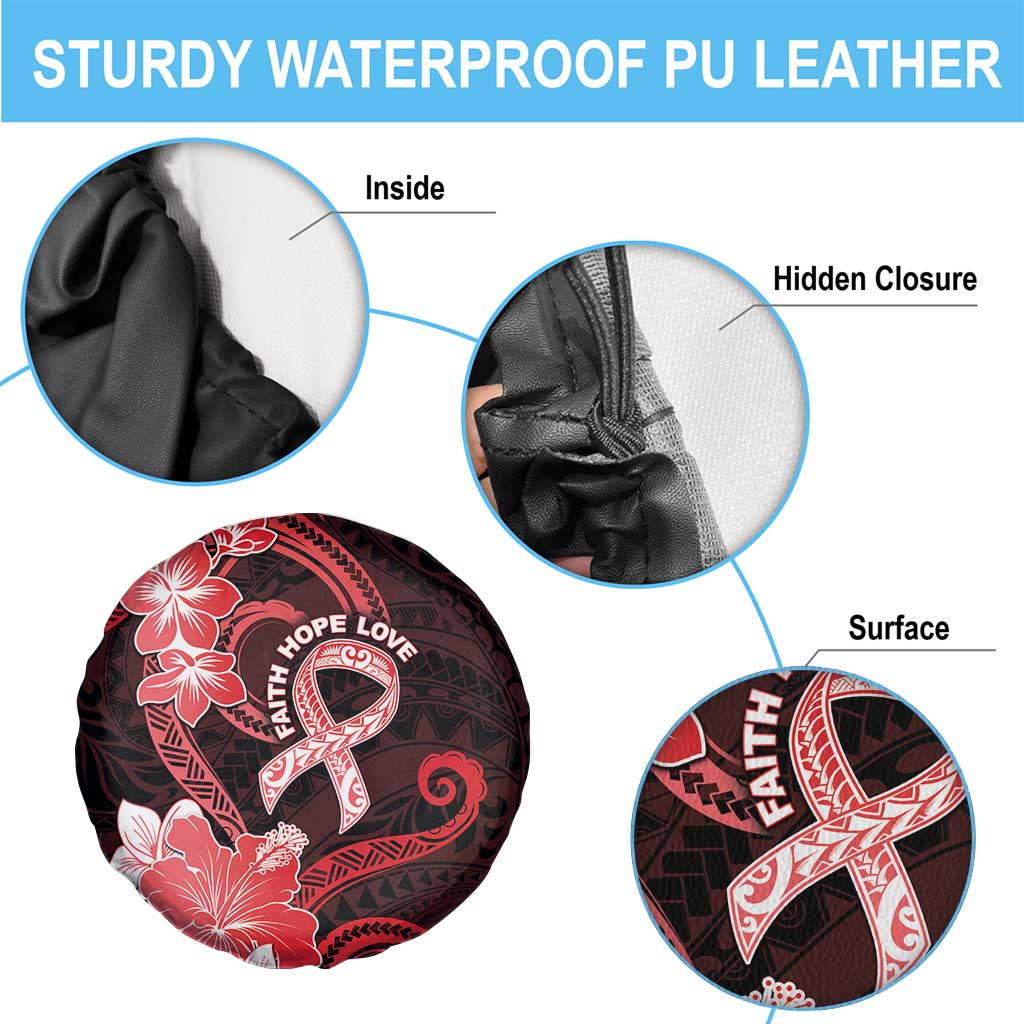 Heart Health Awareness Spare Tire Cover Warrior Wears Red Polynesian Style