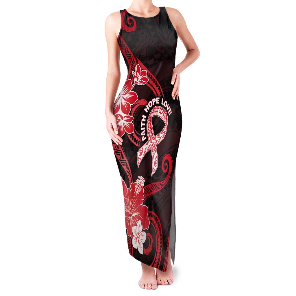 Heart Health Awareness Tank Maxi Dress Warrior Wears Red Polynesian Style