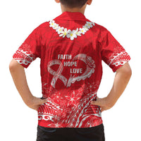 Heart Health Awareness Family Matching Off The Shoulder Long Sleeve Dress and Hawaiian Shirt Polynesian Red Ribbon LT05 - Polynesian Pride