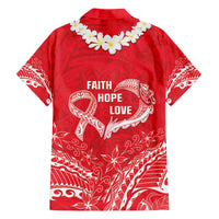 Heart Health Awareness Family Matching Off The Shoulder Long Sleeve Dress and Hawaiian Shirt Polynesian Red Ribbon LT05 - Polynesian Pride