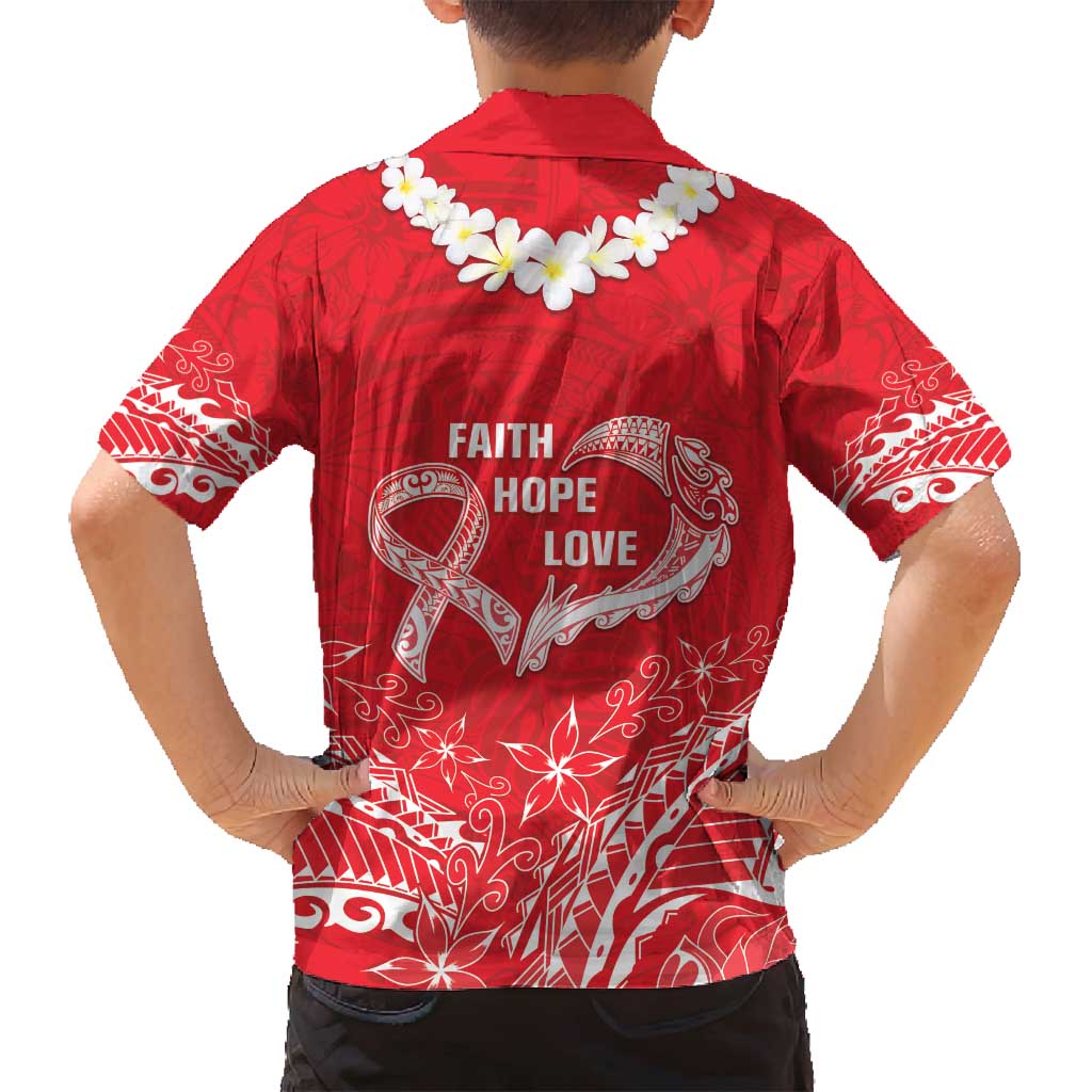 Heart Health Awareness Family Matching Off Shoulder Short Dress and Hawaiian Shirt Polynesian Red Ribbon LT05 - Polynesian Pride
