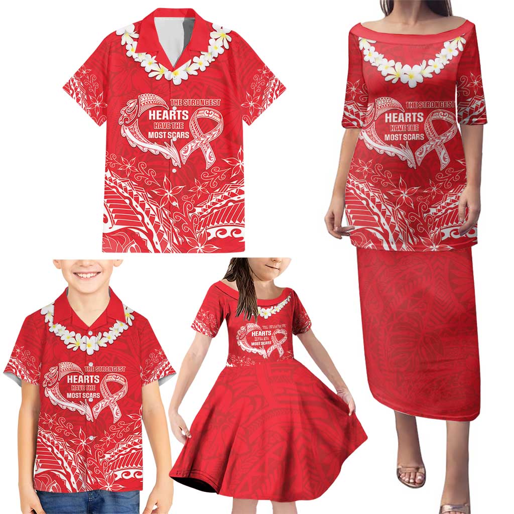 Heart Health Awareness Family Matching Puletasi and Hawaiian Shirt Polynesian Red Ribbon LT05 - Polynesian Pride