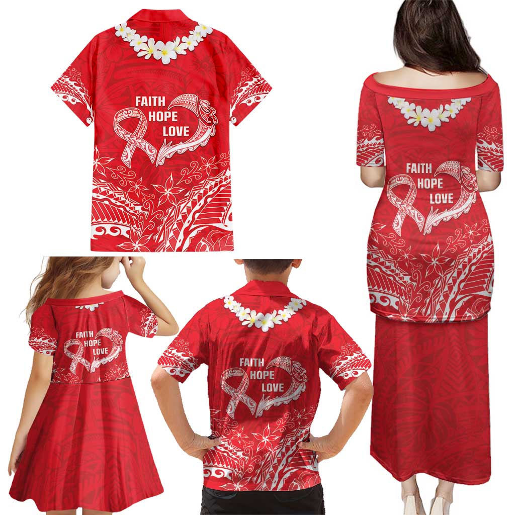 Heart Health Awareness Family Matching Puletasi and Hawaiian Shirt Polynesian Red Ribbon LT05 - Polynesian Pride