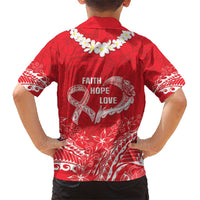 Heart Health Awareness Family Matching Short Sleeve Bodycon Dress and Hawaiian Shirt Polynesian Red Ribbon LT05 - Polynesian Pride