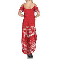 Heart Health Awareness Family Matching Summer Maxi Dress and Hawaiian Shirt Polynesian Red Ribbon LT05 - Polynesian Pride
