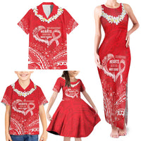 Heart Health Awareness Family Matching Tank Maxi Dress and Hawaiian Shirt Polynesian Red Ribbon LT05 - Polynesian Pride
